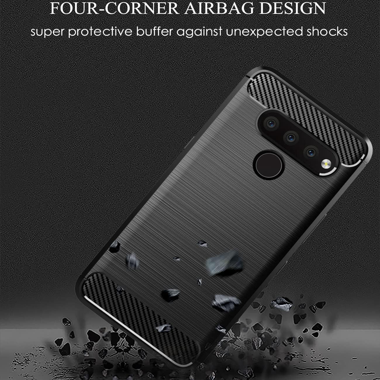 KOARWVC Phone Case for LG V40 Thinq Case, LG V40 V405 LM-V405 LM-V409N Case Carbon Fiber Shockproof Rugged Shield Anti-Scratch Soft TPU Back Cover Cases for LG V40 Thinq/Lg V40 (Black)  KOARWVC   