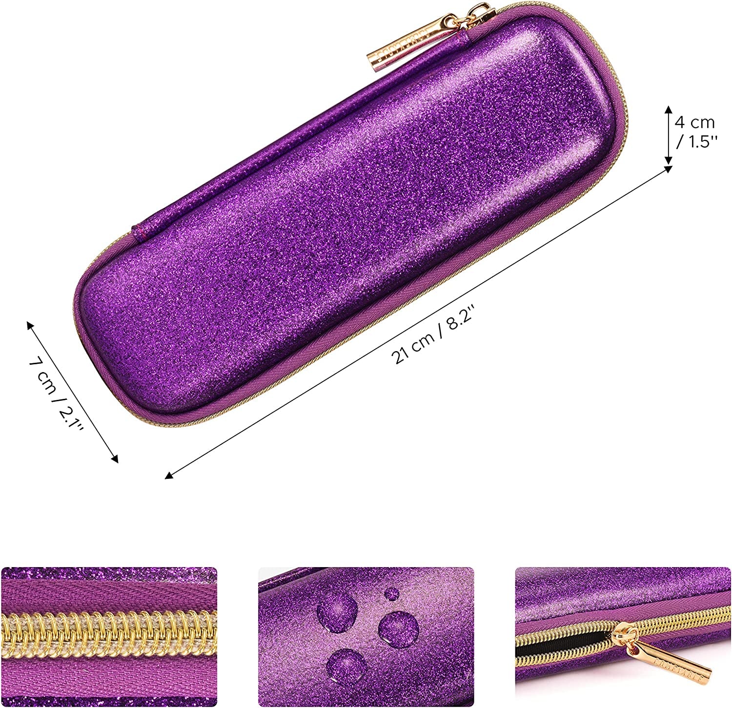Comfyable Pencil Holder Pencil Case for Apple Pencil, Pen Accessories Elastic Strap Sleeve Protective Carrying Case for USB Cable Airpods with Mesh Pockets, Purple Glitter  Comfyable   