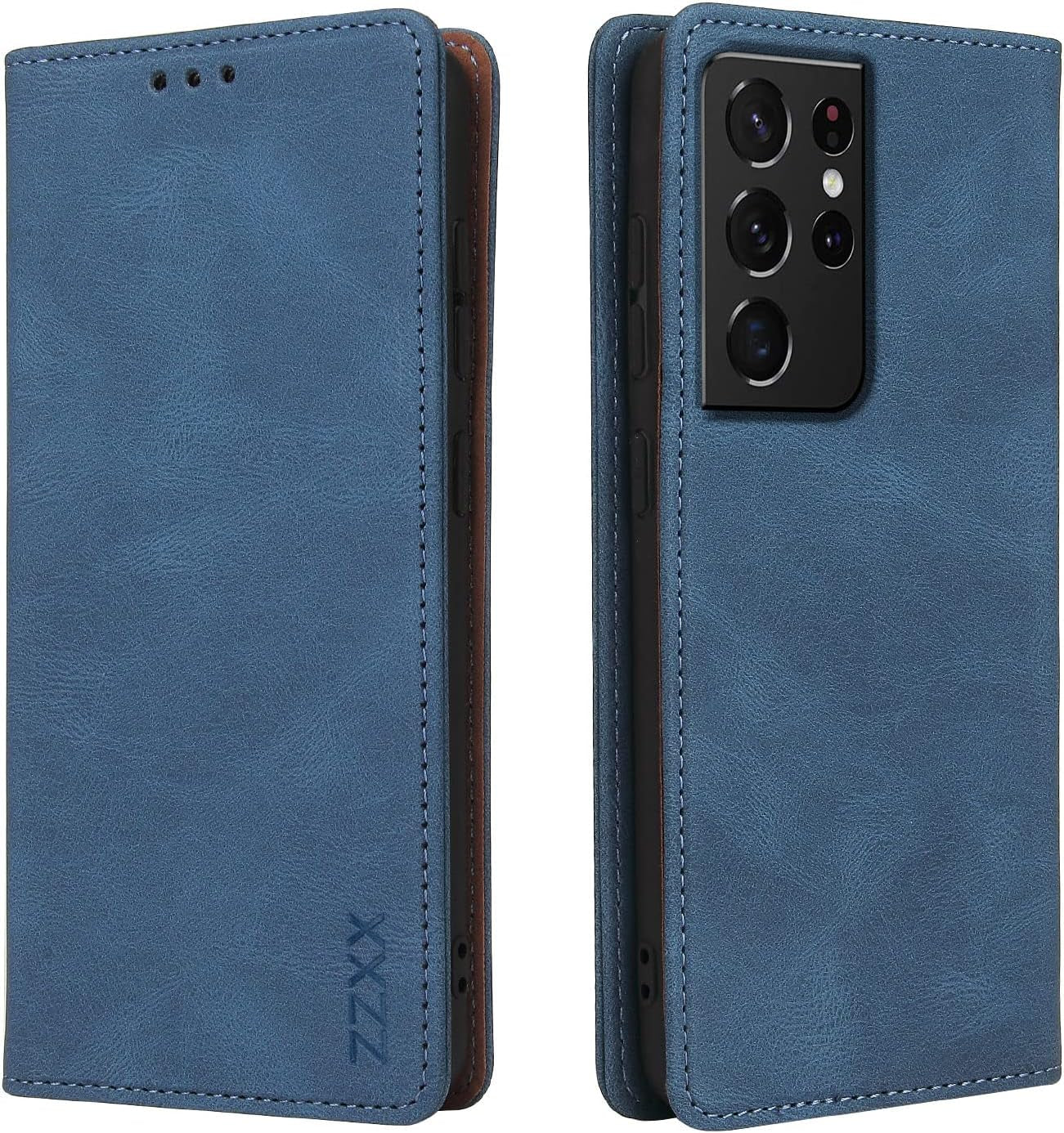 ZZXX Samsung Galaxy S21 Case Wallet with Card Holder Kickstand Magnetic Soft Leather Flip Fold Case for Samsung Galaxy S21 Wallet Case(Coffee-6.2 Inch)  ZZXX Blue Samsung Galaxy S21 Ultra 5G 