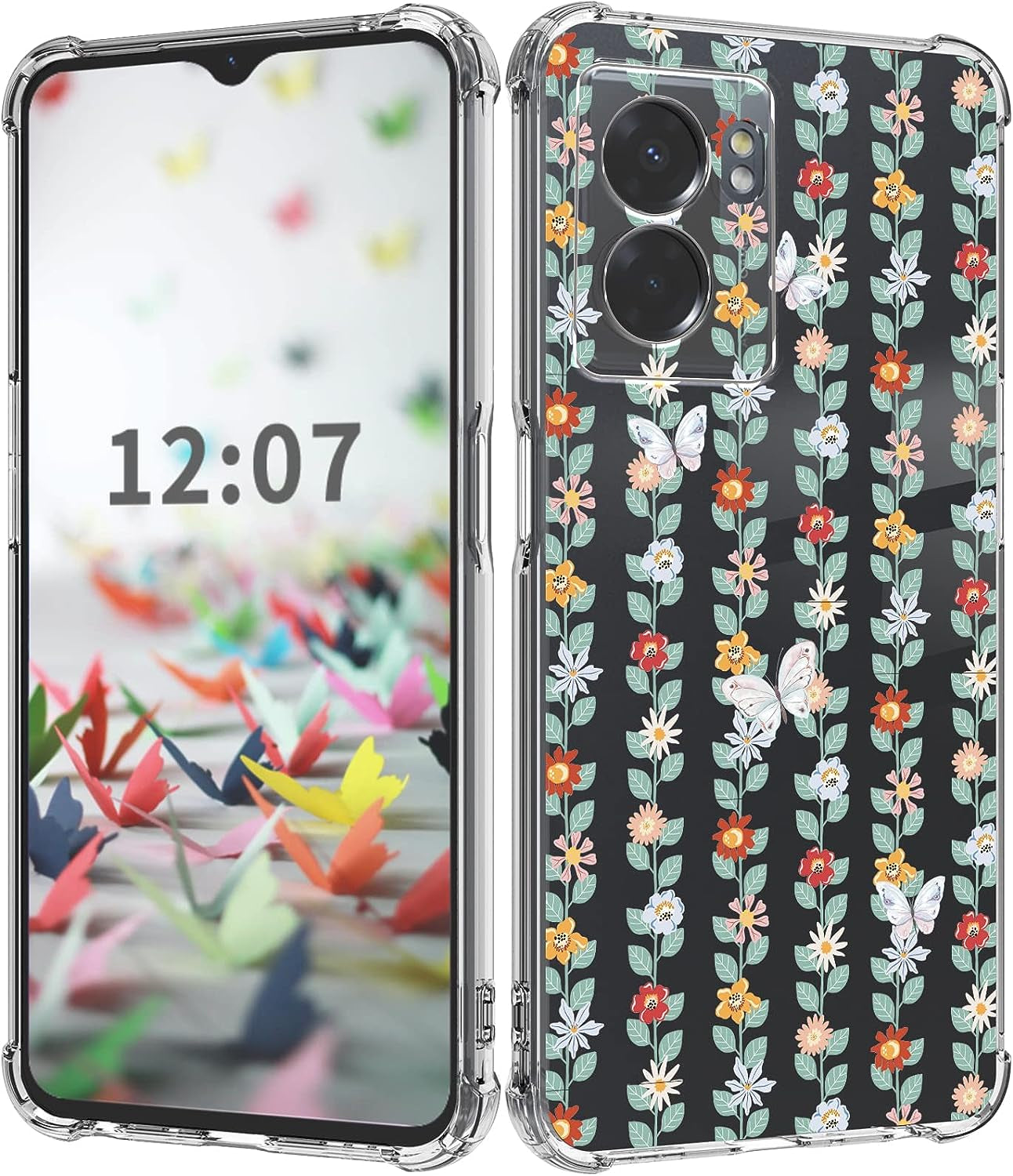 Dcwunk Compatible with Oneplus Nord N300 5G Case 6.56 Inch, Camera Lens Protector Flower Shockproof Clear Floral Design Protective Women Phone Cover, 2022 (Daisies)  Dcwunk Vine Flowers  