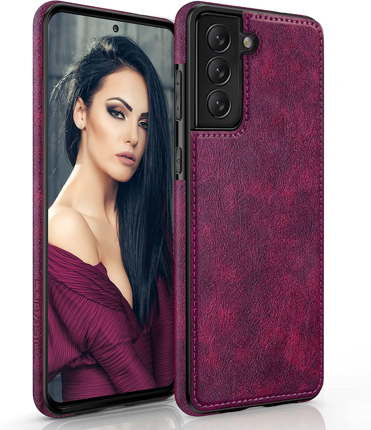 LOHASIC for Galaxy S22+ 5G Case, Luxury Elegant PU Leather Flexible Bumper Rugged Non-Slip Grip Shockproof Full Body Protective Cover Women Cases for Samsung Galaxy S22+ plus 6.6 Inch (2022) - Magenta  LOHASIC   
