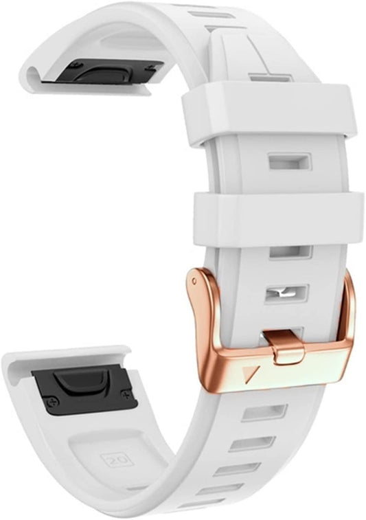 KFAA for Garmin Fenix 6S 5S Watchband 20Mm Bracelet for Fenix 6S Pro 5S plus Rose Gold Buckle Silicone Quick Replacement Wrist Straps (Color : White, Size : 20Mm)  KFAA   