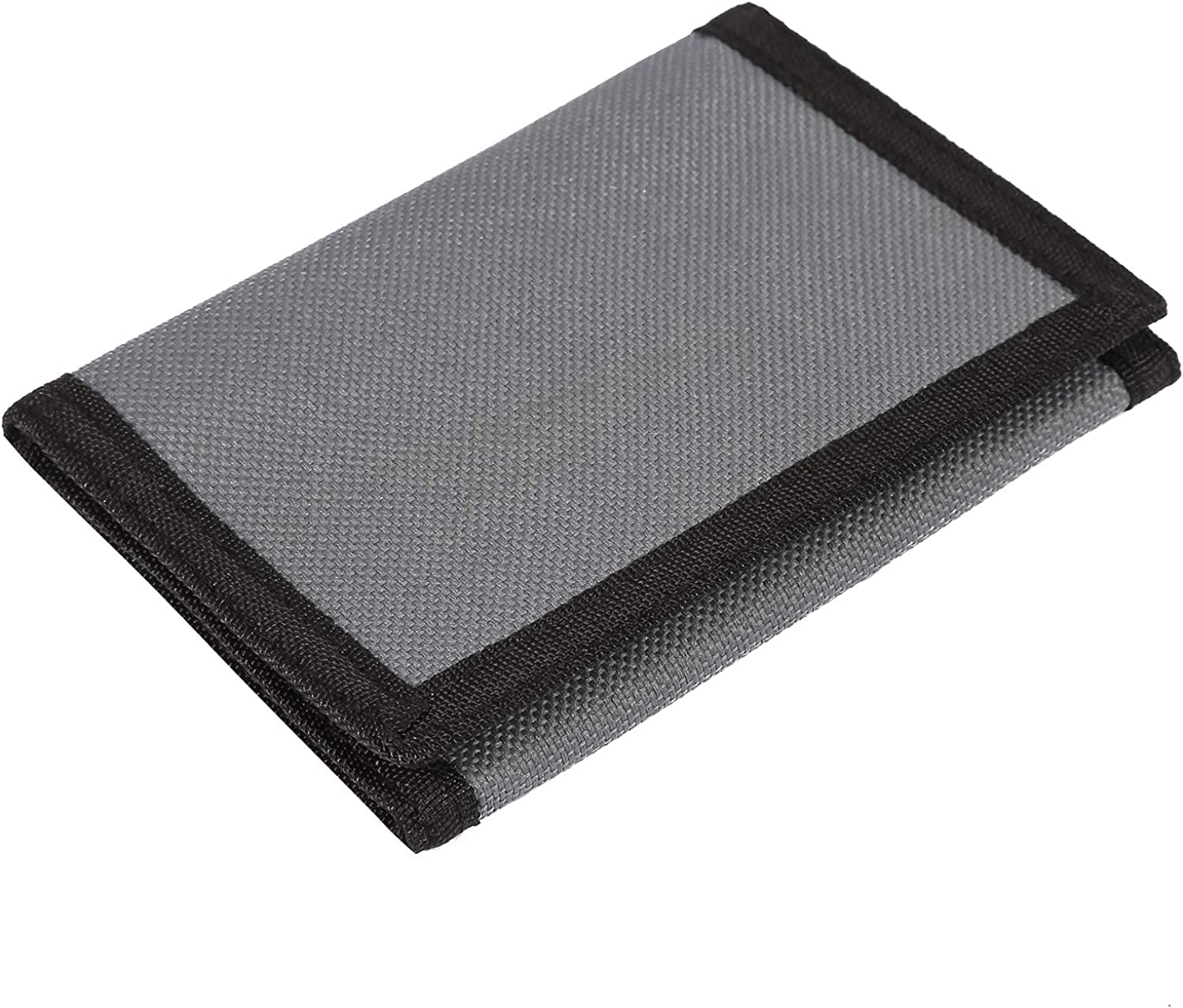 AI-DEE RFID Trifold Canvas Outdoor Sports Wallet for Kids - Front Pocket Wallet with Magic Sticker  AI-DEE Pure Grey  