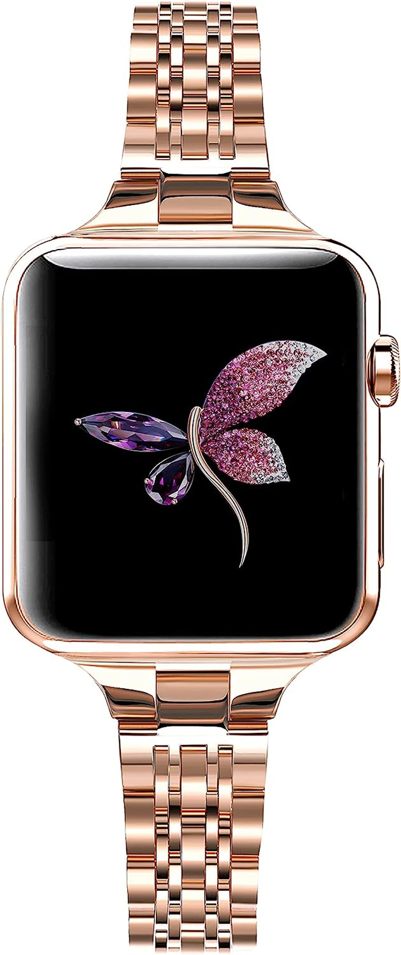 Secbolt Stainless Steel Slim Bands Compatible with Apple Watch 38Mm 40Mm 41Mm Iwatch Series 8/7/6/5/4/3/2/1/SE, Thin Bracelet for Women, Silver  Secbolt Rose Gold 42mm/44mm/45mm 