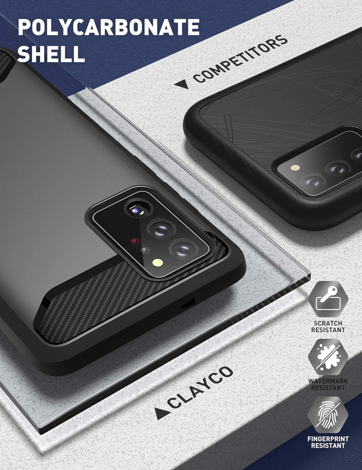 Clayco Xenon Series Designed for Samsung Galaxy Note 20 Ultra Case, [Built-In Screen Protector] Full-Body Rugged Cover Compatible with Fingerprint ID, 6.9 Inch 2020 Release (Black)  Clayco   