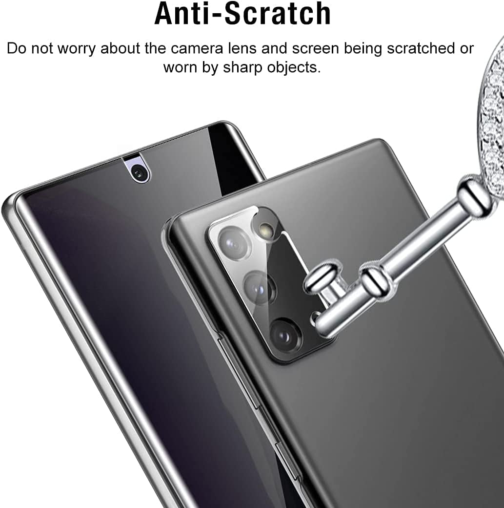 TOCOL 4 Pack for Samsung Galaxy Note 20 Ultra - 2 Pack Privacy Flexible Soft TPU Film Screen Protector [Anti-Peeping] and 2 Pack Camera Lens Protector Works with Fingerprint Sensor  TOCOL   