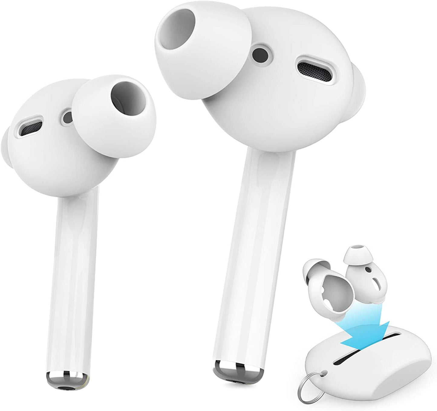 Ahastyle 4 Pairs Airpods Ear Tips Silicone Earbuds Cover Compatible with Apple Airpods (2 Pair Large & 2 Pairs Small, Black)  AHASTYLE White 3 Pairs Small 