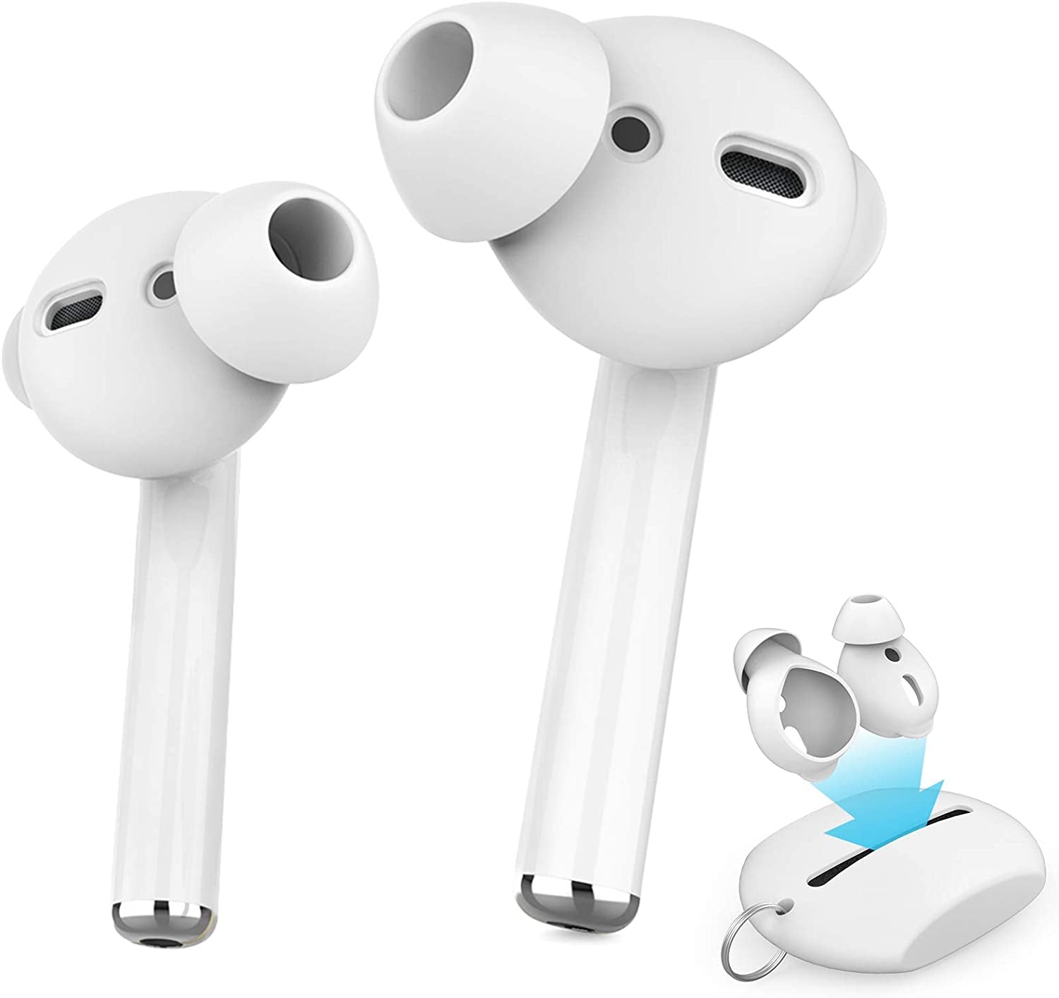 Ahastyle 4 Pairs Airpods Ear Tips Silicone Earbuds Cover Compatible with Apple Airpods (2 Pair Large & 2 Pairs Small, Black)  AHASTYLE White 3 Pairs Small 