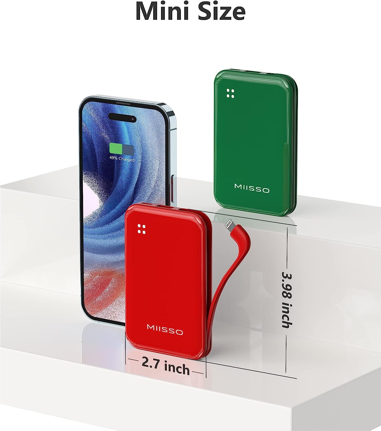 REDISONA Small Portable Charger 4500Mah Power Bank with Built-In Cable, Mini External Battery Pack Compatible with Iphone 14/14 Pro/14 Plus/14 Pro Max/13/12/11/X/8/7/6 Airpods, Red  Shenzhen Weilaishenniao Technology Co., Ltd.   