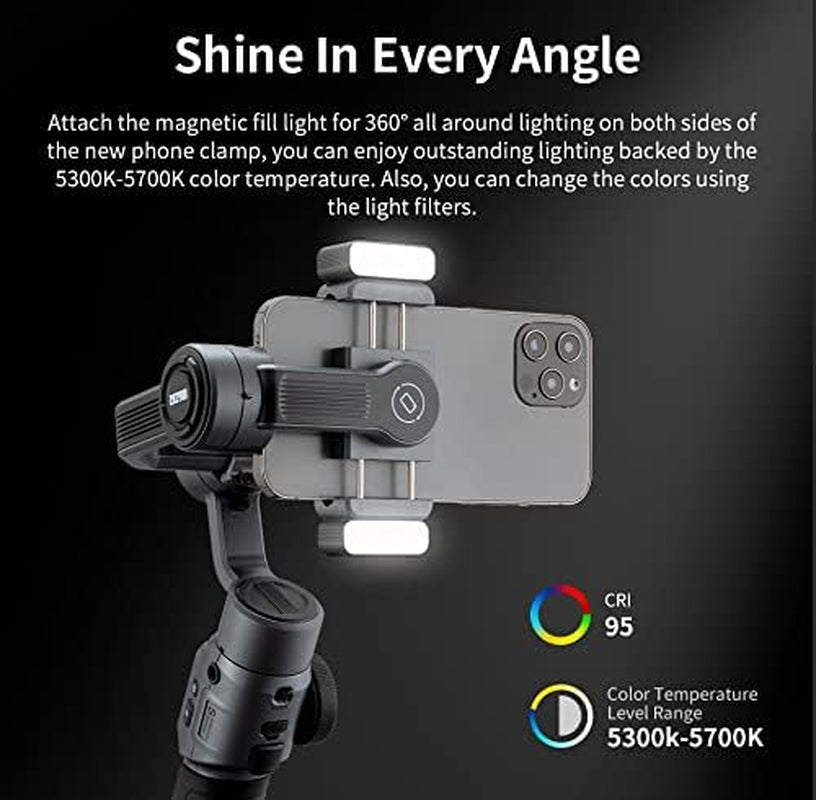 ZHIYUN Smooth 5 Combo Professional 3-Axis Handheld Gimbal Stabilizer with Magnetic Fill Light for Iphone Smartphone Android Cell Phone Gimble W/Face/Object Tracking Motion Time-Lapse POV  zhi yun   