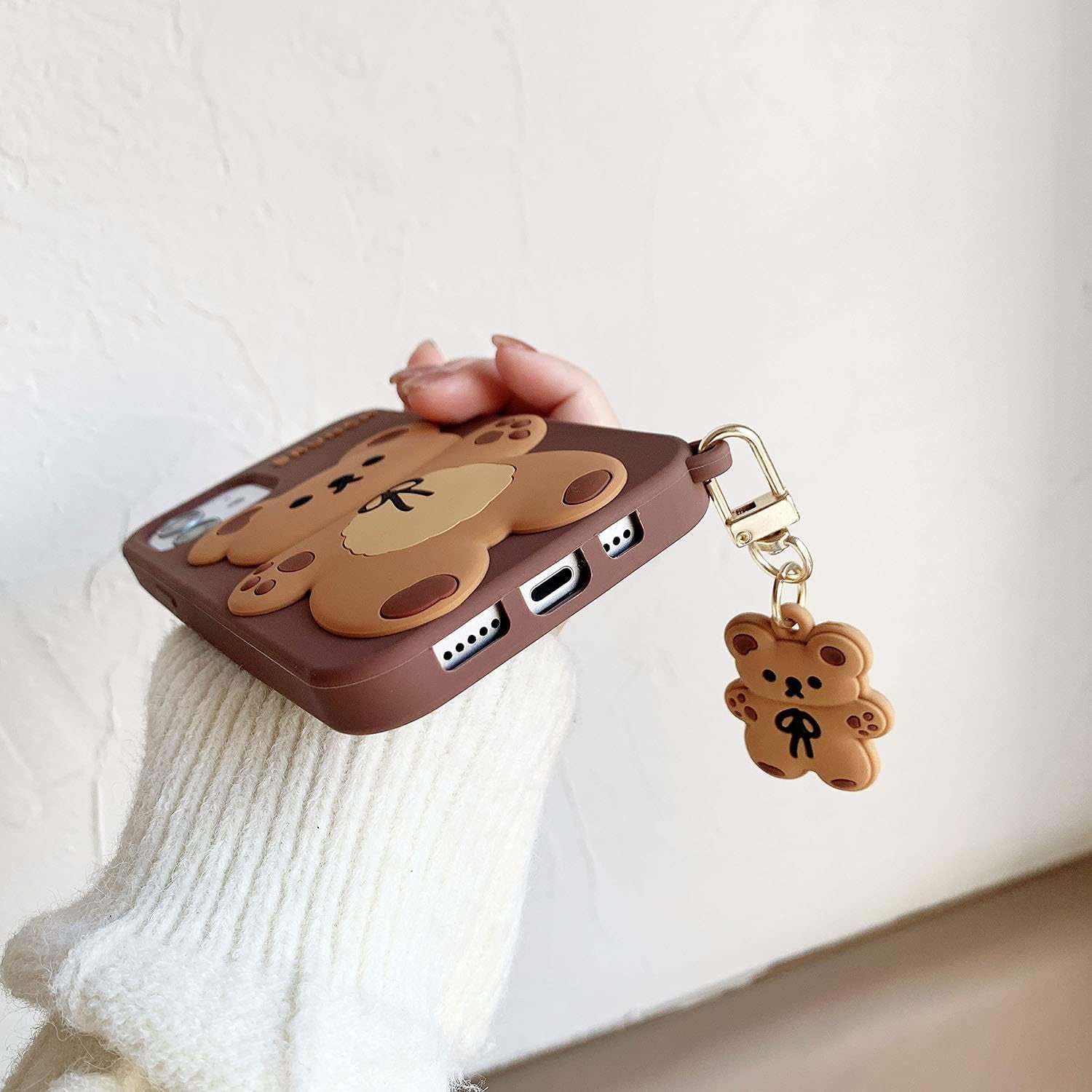 Yatchen Kawaii Phone Cases Apply to Iphone 12 Mini,Cute Cartoon Bear Phone Case with Keychain Teddy Bear Phone Case 3D Iphone 12 Mini Case Soft Silicone Shockproof Cover for Women Girls  Yatchen   