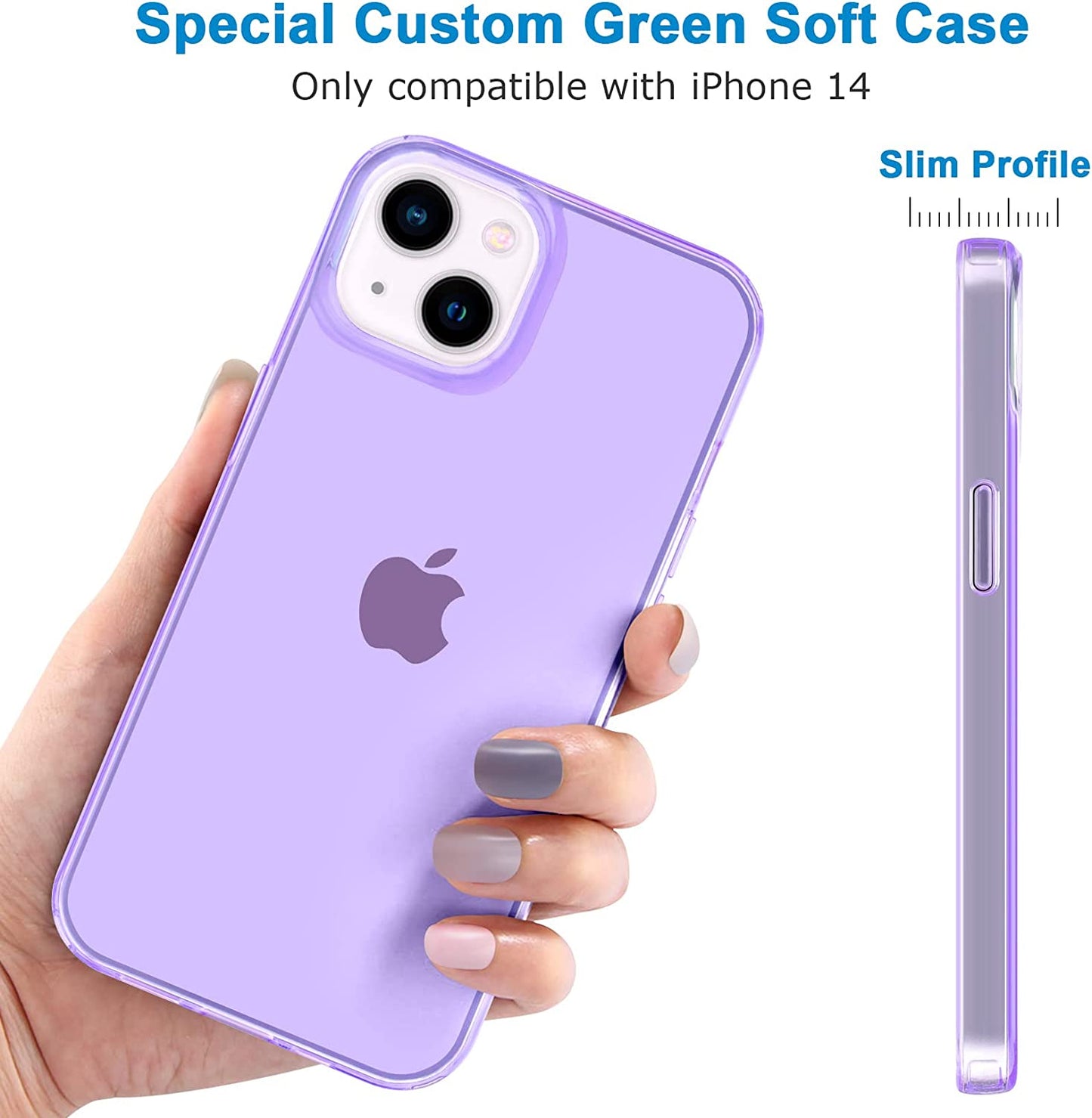 Jjgoo Compatible with Iphone 14 Case Clear, Soft Shockproof Protective Slim Thin Phone Bumper Cover Transparent Phone Case for Iphone 14-6.1 Inch 2022, Translucent Purple  JJGoo   