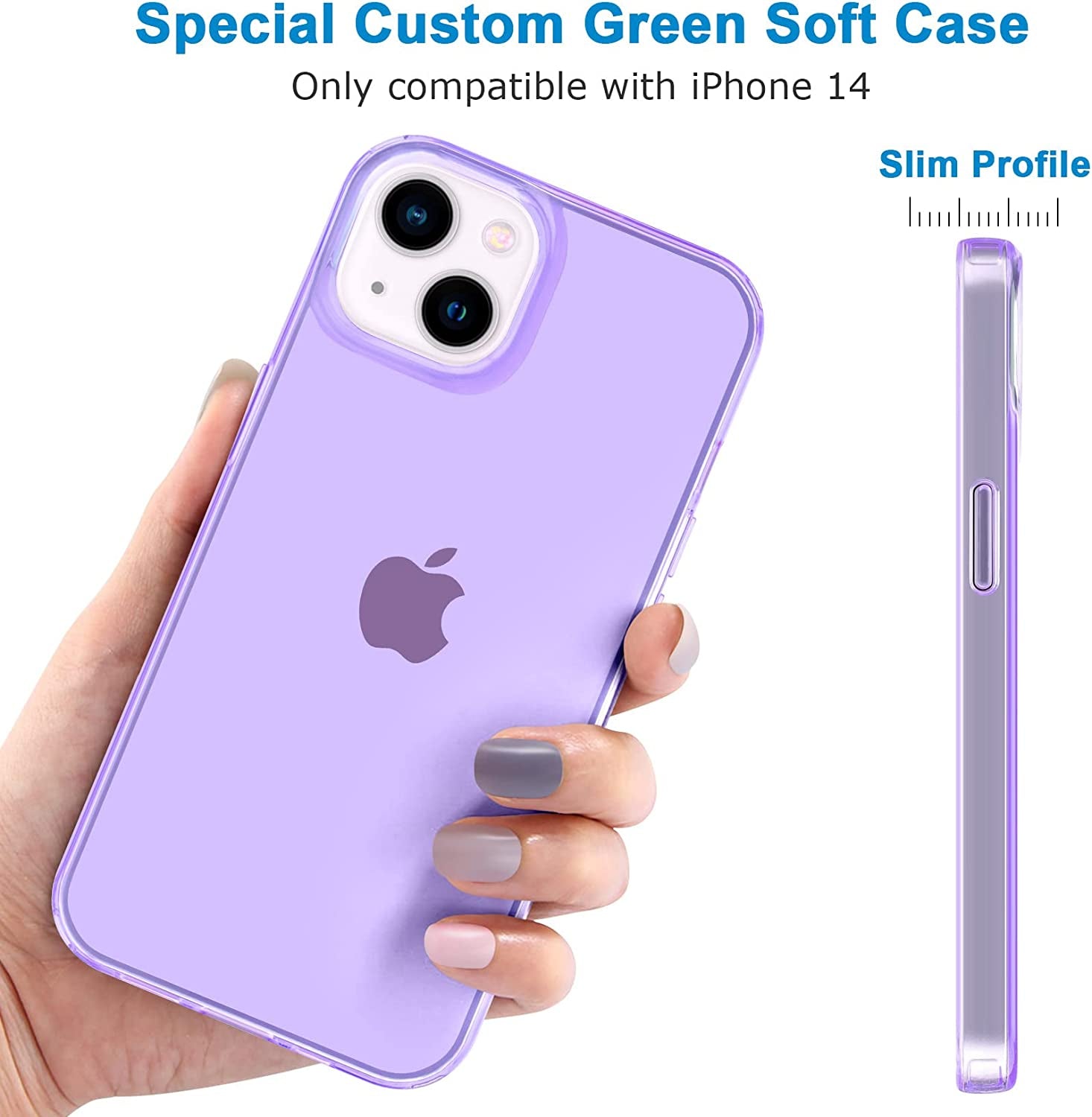 Jjgoo Compatible with Iphone 14 Case Clear, Soft Shockproof Protective Slim Thin Phone Bumper Cover Transparent Phone Case for Iphone 14-6.1 Inch 2022, Translucent Purple  JJGoo   