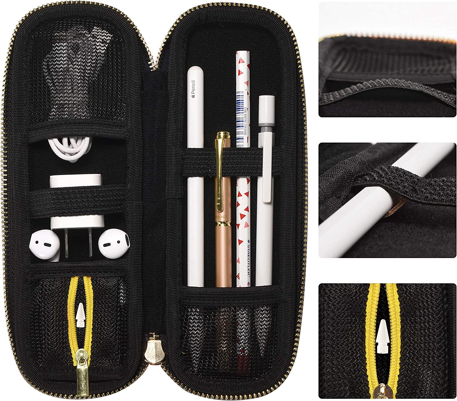 Comfyable Pencil Holder Pencil Case for Apple Pencil, Pen Accessories Elastic Strap Sleeve Protective Carrying Case for USB Cable Airpods with Mesh Pockets,Sunflower  Comfyable   