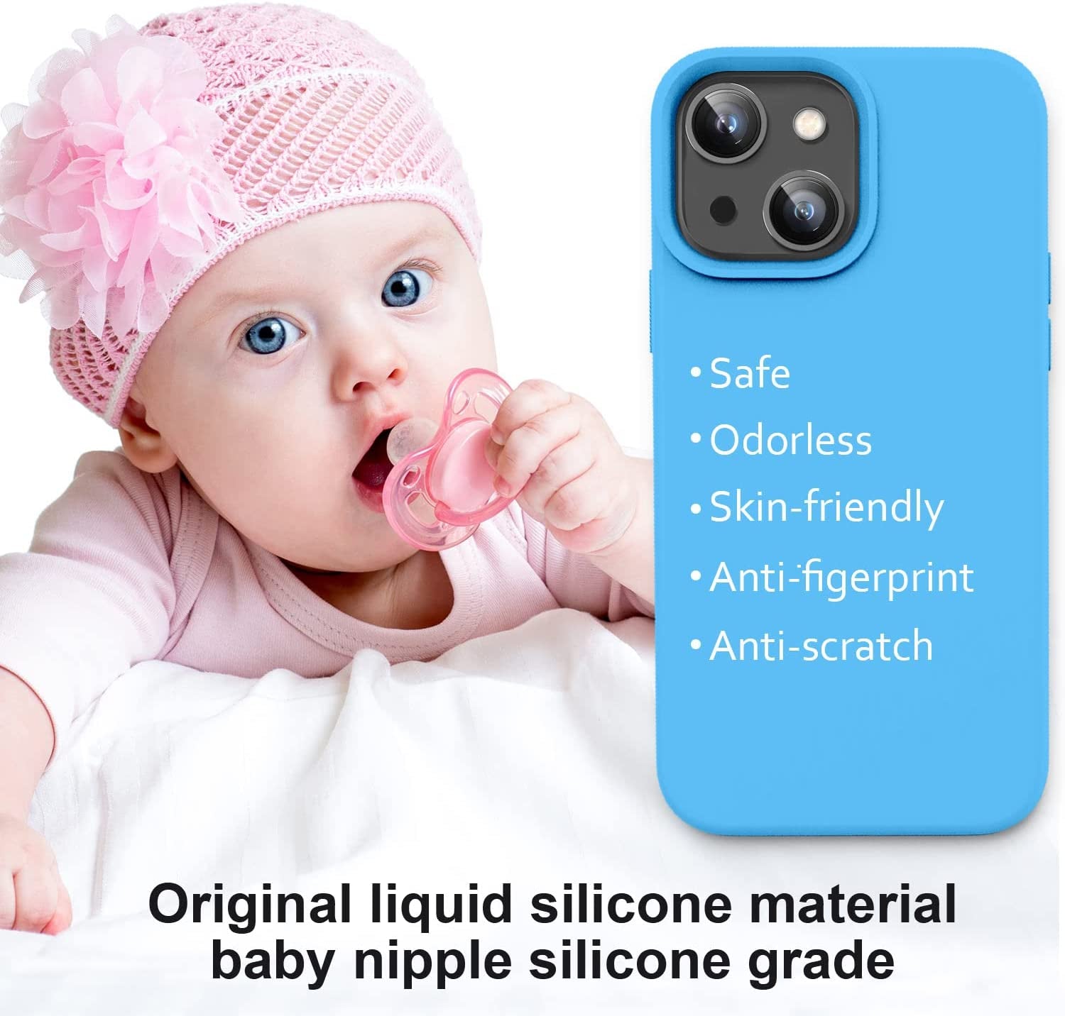 Vooii Compatible with Iphone 14 Case,[Silky Touch Premium Liquid Silicone] [Soft Anti-Scratch Microfiber Lining], Ultra Slim Shockproof Protective Case for Iphone 14 - Blue  Vooii   