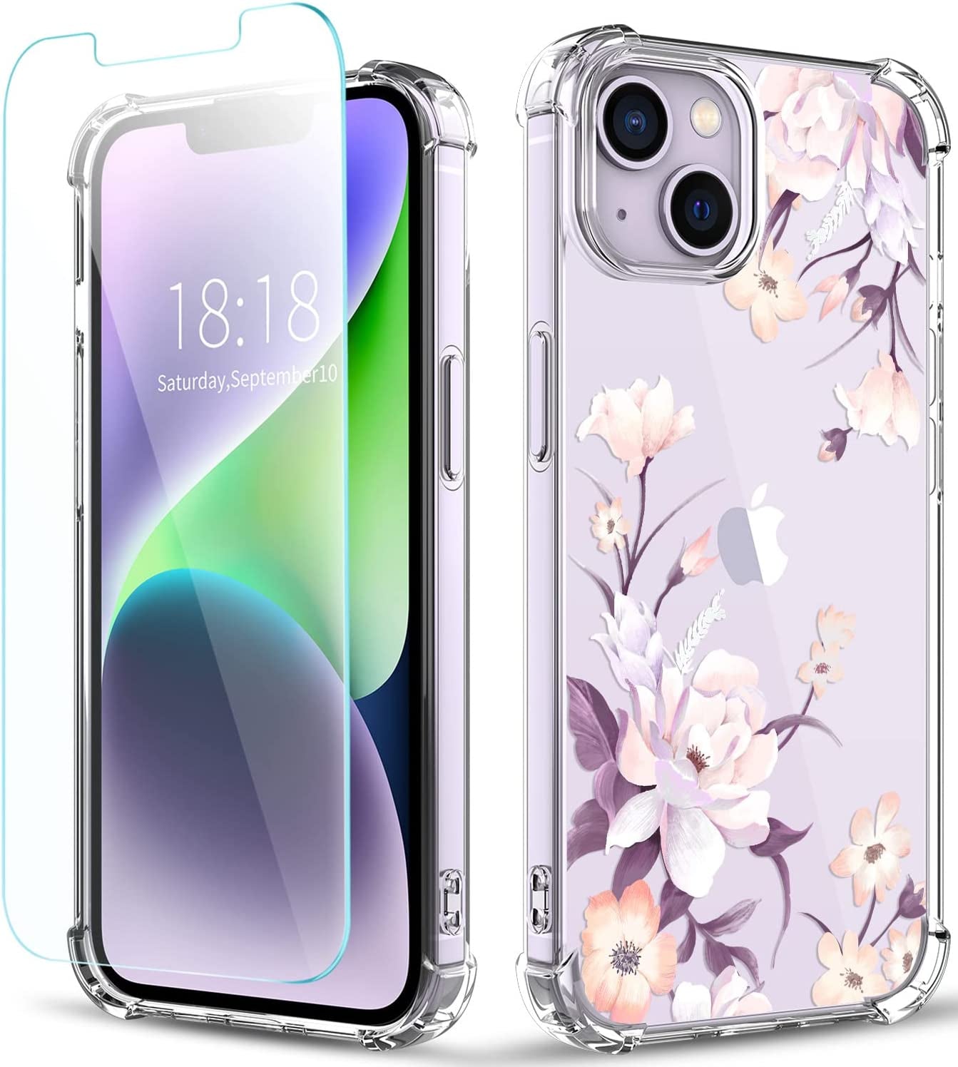 YOYORI Compatible with Iphone 14 Case Clear[With Screen Protector], Transparent Shockproof Protective Soft TPU Bumper Cover 6.1 Inch 2022  YOYORI i14-24  