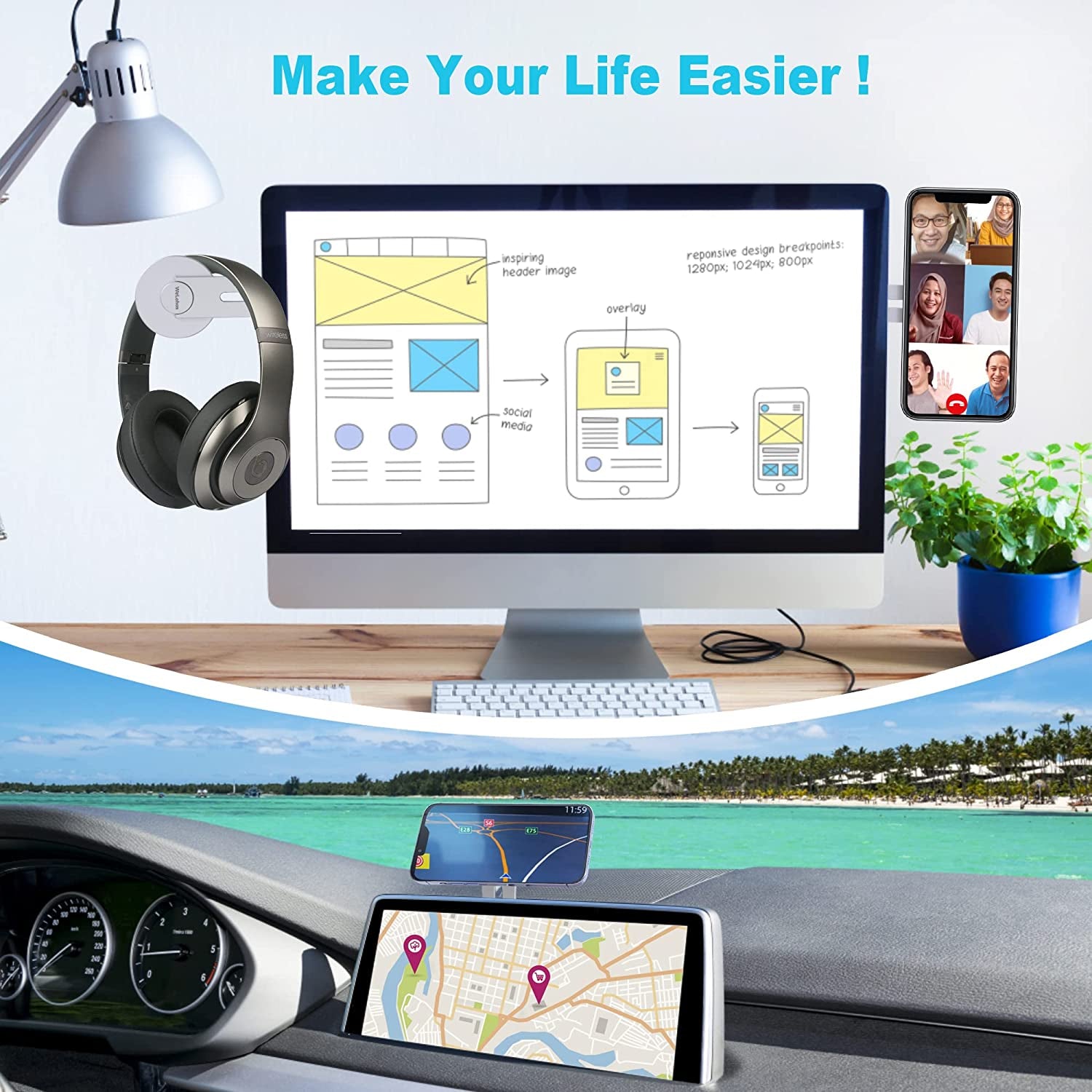 Welohas Magnetic Phone Holder for Laptop,Continuity Camera Mount for Ios 16/Macos 13 Ventura,Suitable for Imac,Desktop Computer,Tesla Model 3/X/Y/S & Iphone 14/13/12,Adjustable Laptop Phone Holder  WeLohas   