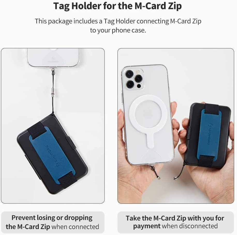 Sinjimoru Secure Magnetic Wallet as Phone Grip Stand for Magsafe Wallet, Cell Phone Wallet Stick on with Phone Kickstand & Phone Grip Holder for Iphone 12/13 and 14 Series. M-Card Zip Black  Sinjimoru Co.Ltd   
