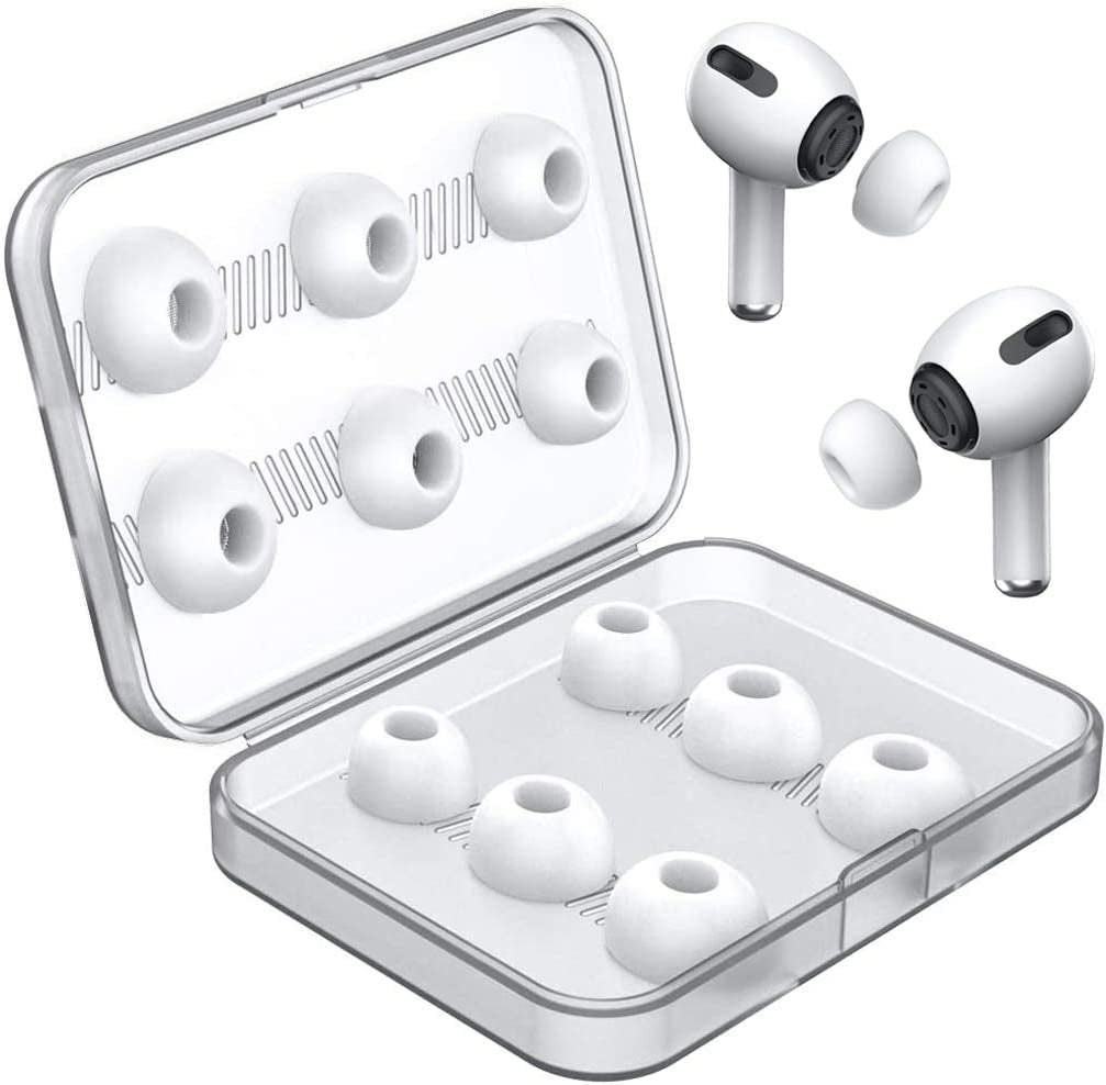 12 Pieces Replacement Ear Tips for Airpods Pro Accessory Silicone Ear Buds Tips with Noise Reduction Hole Airpods Pro Ear Tips with Portable Storage Box and Fit in the Charging Case (S/M/L, White)  MEEAJA   