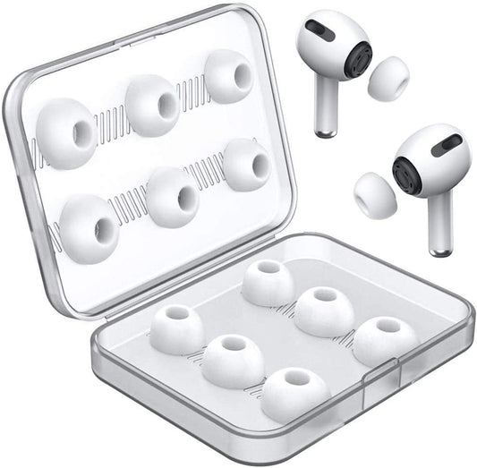 12 Pieces Replacement Ear Tips for Airpods Pro Accessory Silicone Ear Buds Tips with Noise Reduction Hole Airpods Pro Ear Tips with Portable Storage Box and Fit in the Charging Case (S/M/L, White)  MEEAJA   