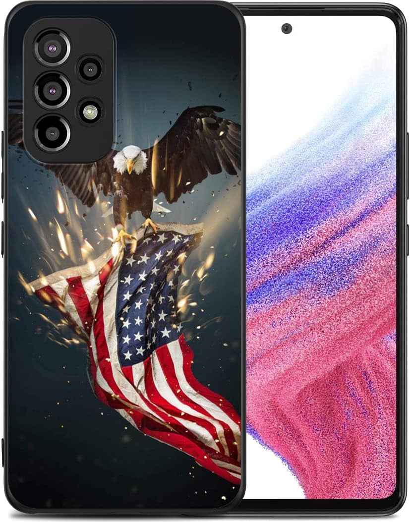 Compatible with Samsung Galaxy A53 Case, American Flag Eagle Aesthetic Pattern Design, Full Body Protection Shockproof Cover Case for Samsung Galaxy A53 5G 6.5"  MSEAANBK   
