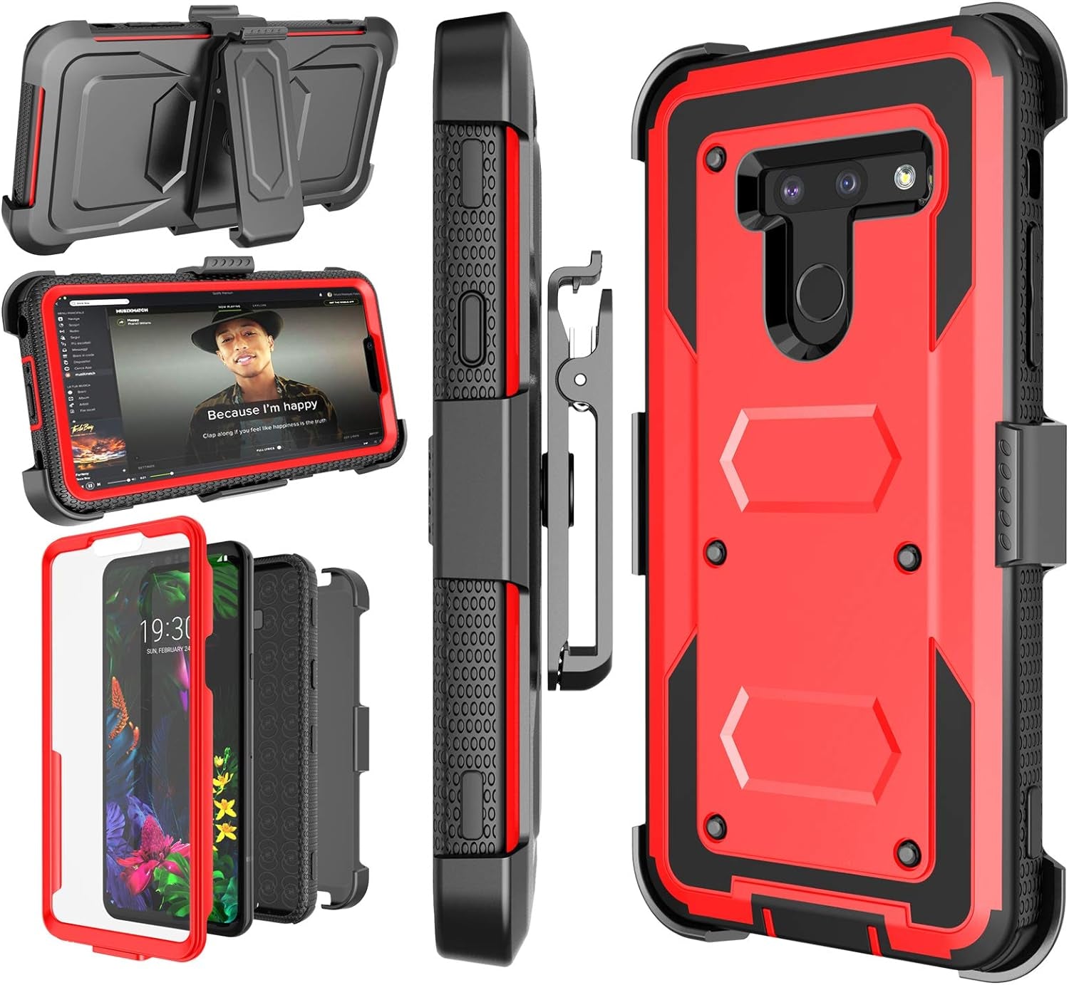 Njjex Compatible with LG G8 Thinq Case/Lg G8 Holster Case, [Nbeck] Shockproof Heavy Duty Built-In Screen Protector Rugged Locking Swivel Belt Clip Kickstand Hard Shell Cover [Green]  NJJEX Red  