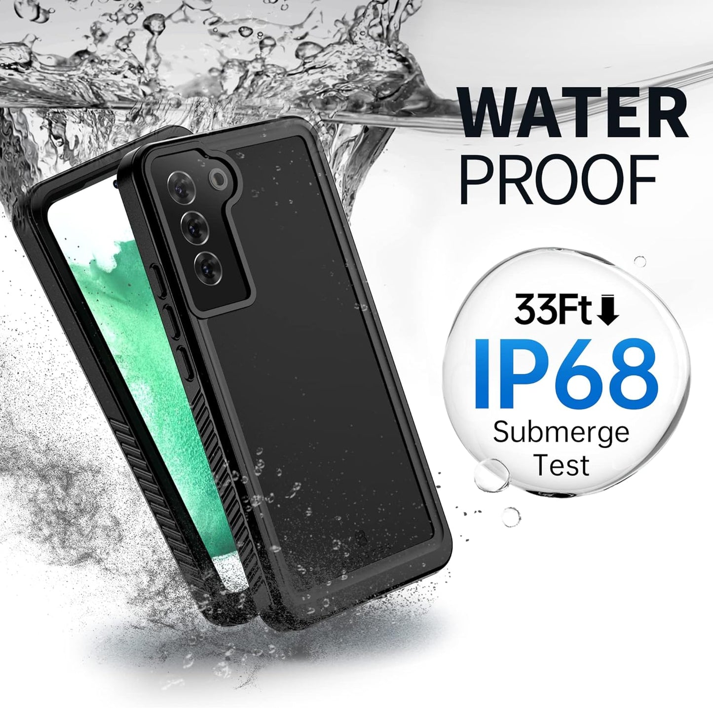 BEASTEK for Samsung Galaxy S22 Waterproof Case, FSN Series, Shockproof Underwater IP68 Case with Built-In Screen Protector Full Body Protective Cover, for Galaxy S22 6.1 Inch (Black)  BEASTEK   