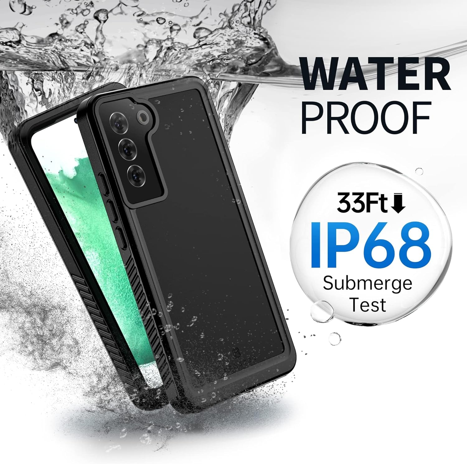 BEASTEK for Samsung Galaxy S22 Waterproof Case, FSN Series, Shockproof Underwater IP68 Case with Built-In Screen Protector Full Body Protective Cover, for Galaxy S22 6.1 Inch (Black)  BEASTEK   
