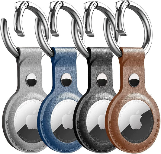 (4 Pack) T Tersely PU Leather Case Cover with Keychain for Apple Airtag,Airtag Holder,Airtag Key Ring,Anti-Scratch Anti-Lost Protective Accessories Case with Keyring for Tracker  Statco AU   