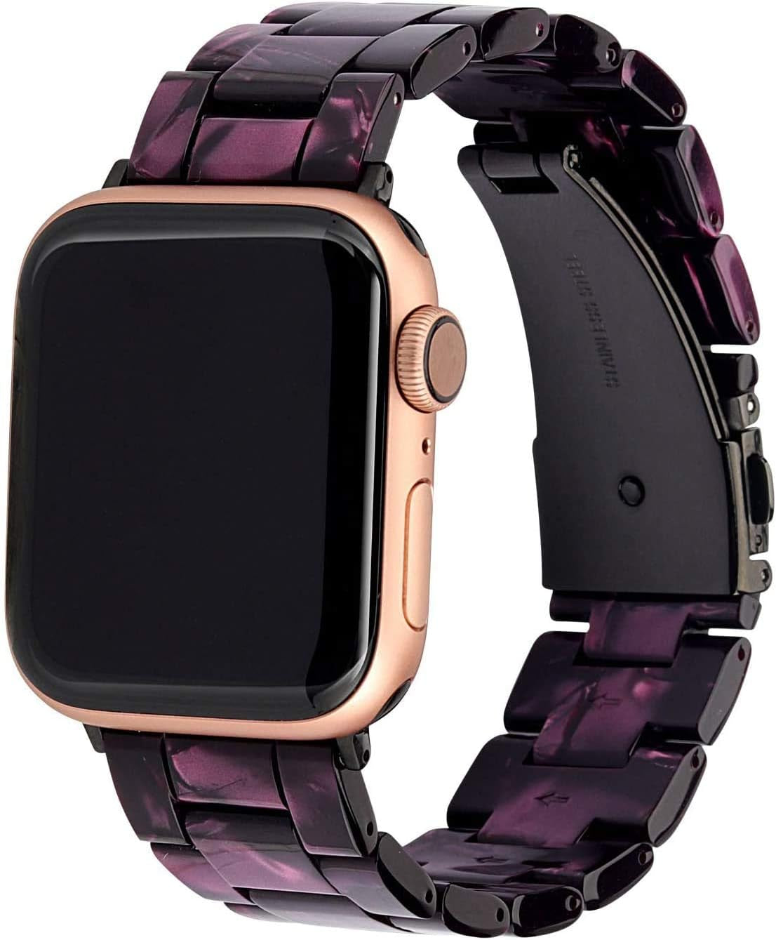 LINKWOW Compatible with Apple Watch Band 45Mm 42Mm 44Mm 49Mm 38Mm 40Mm 41Mm, Dressy Cute Resin Strap Bracelet Iphone Watch Band for Series Ultra/8/7/6/5/4/3/2/1/Se/Se2 Women Men  LINKWOW purple 42/44/45/49mm 