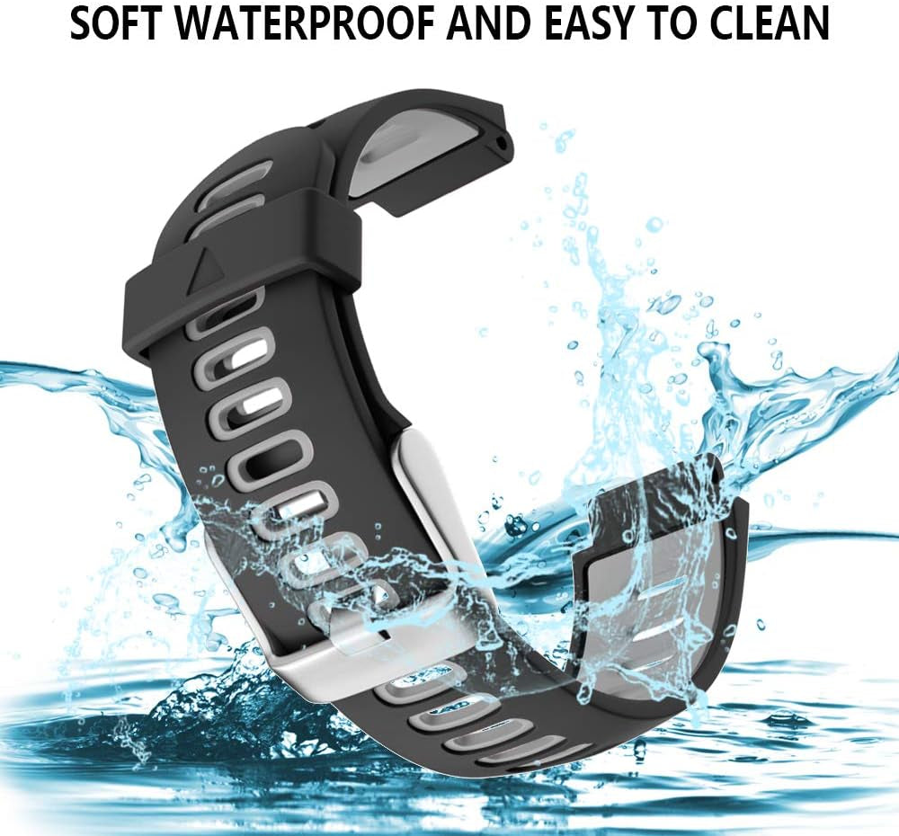 ISABAKE Compatible Forerunner 735XT Band Soft Silicone Sport Watch Strap Wristbands for Forerunner 220 230 235 620 630 Approach S20 S5 S6(Black/Gray)  ISABAKE   