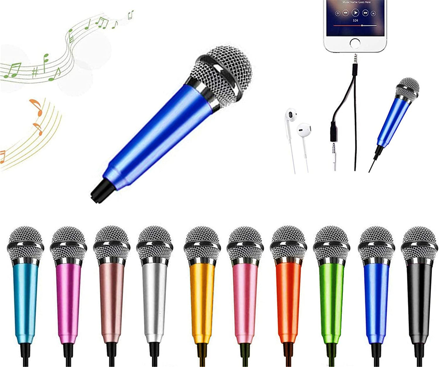 Mini Microphone,Portable Vocal Tiny Microphone, Asmr Microphone,Phone Microphone, Mini Karaoke Microphone for Voice Recording Chatting and Singing on Iphone,Android,Laptop Notebook（Silver）  DELADOLA navy blue  