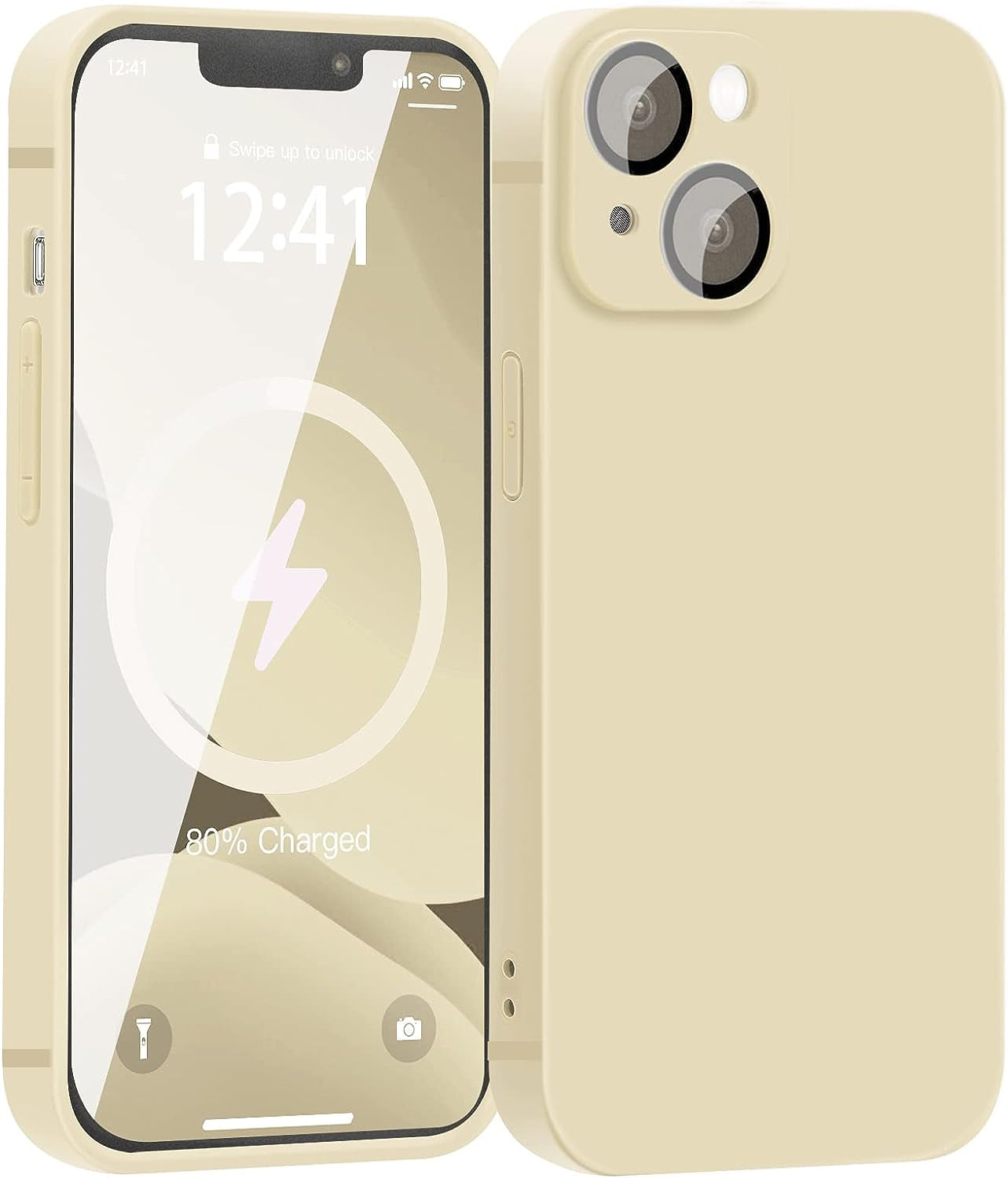 YZR Silicone Case Compatible with Iphone 13 Case (6.1 Inch 2021), with Camera Protection, Liquid Silicone Phone Case (Hawthorn Red)  YZR Antique White  