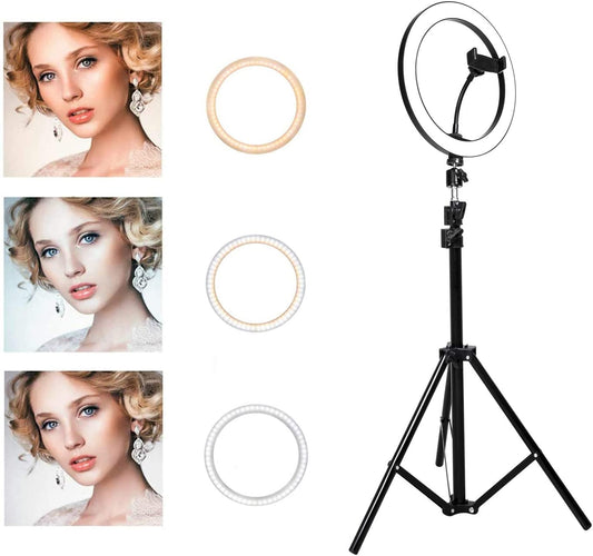 Ring Light with Stand OEBLD Selfie Light Ring with Iphone Tripod and Phone Holder for Video Photography Makeup Live Streaming Youtube Lighting (B(10.2''Ring Light & 20''Tripod))…  OEBLD   