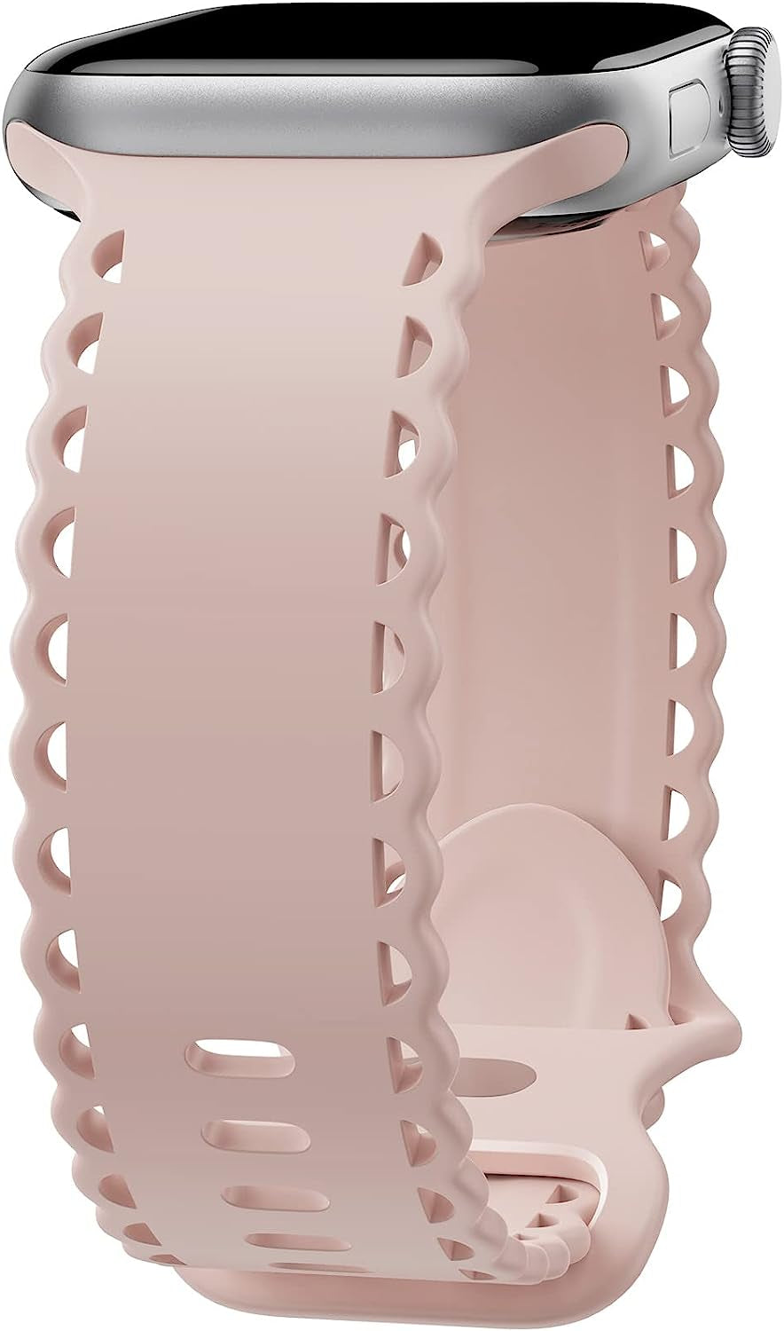 Upfurmach Compatible with Apple Watch Band 41Mm 40Mm 38Mm 49Mm 45Mm 44Mm 42Mm Women Girl, Rose Floral Print Lace Hollow-Out Soft Silicone Sport Bands for Iwatch Ultra SE Series 8 7 6 5 4 3 2 1, Rosb-38  UpfurMach E-Pink Sand 41mm/40mm/38mm 