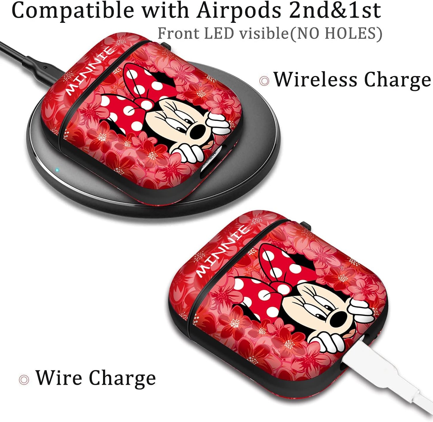 Airpods Case Cover with Keychain, Full Protective Silicone Case for Apple Airpods 1 & 2 Accessories Skin Cover for Women Girl ,Airpods Wireless Charging Case (RED)  FREEER LLC   