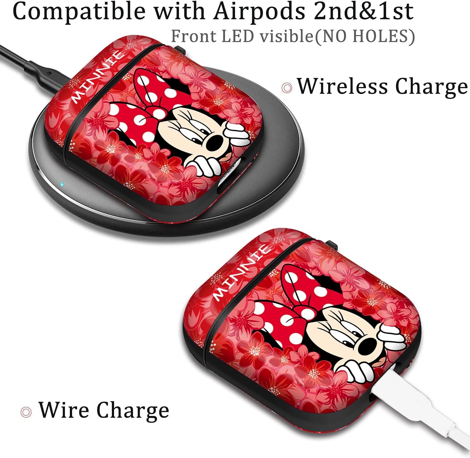 Airpods Case Cover with Keychain, Full Protective Silicone Case for Apple Airpods 1 & 2 Accessories Skin Cover for Women Girl ,Airpods Wireless Charging Case (RED)  FREEER LLC   