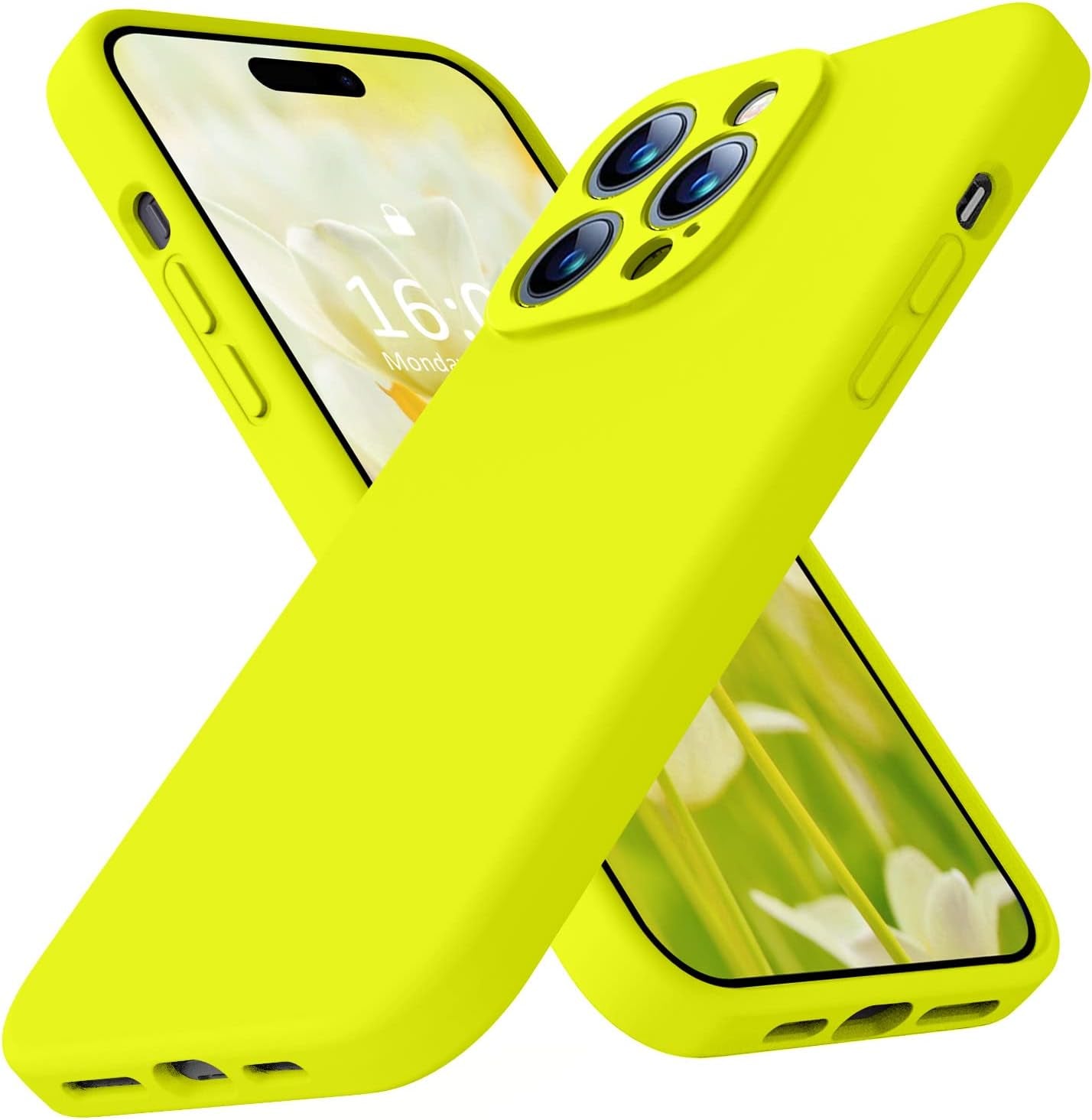 Ktele Compatible with Iphone 14 Pro Case, Ab-Grade Liquid Silicone Case, [Four Corner 50+Tiny Airbags Shockproof] [Soft Microfiber Lining Anti-Scratch] Camera All-Round Protection Case-Blue  Ktele Neon Lemon  