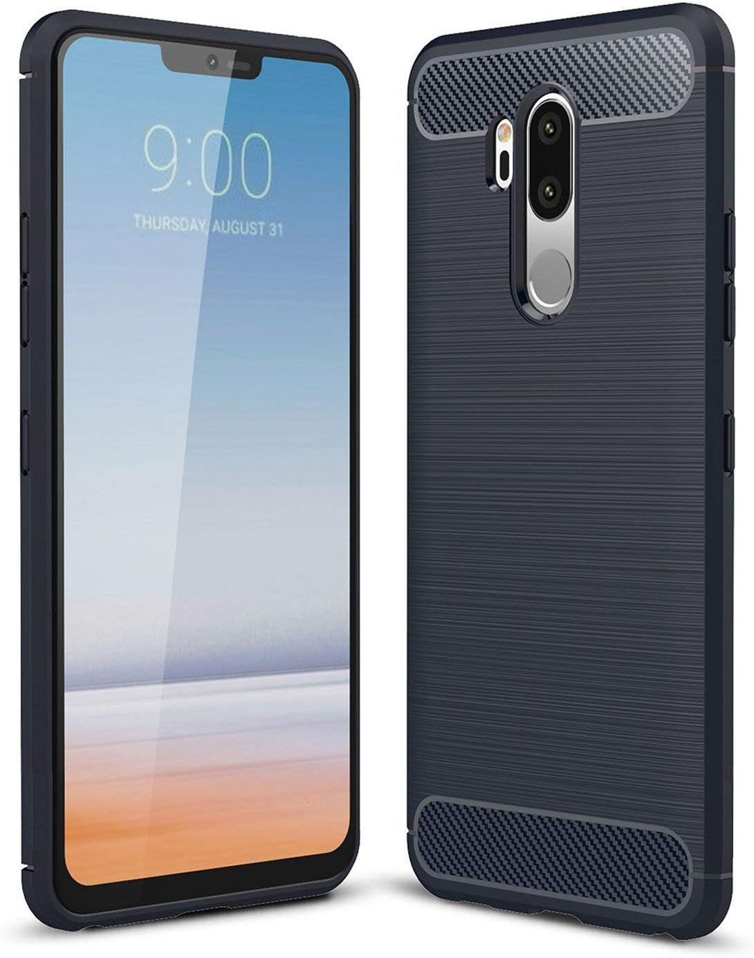 Vultic [Carbon Fiber] Case for LG G7 Thinq, Durable [Shock Absorption] Slim TPU Matte Lightweight Bumper Cover (Grey)  Vultic Navy Blue  