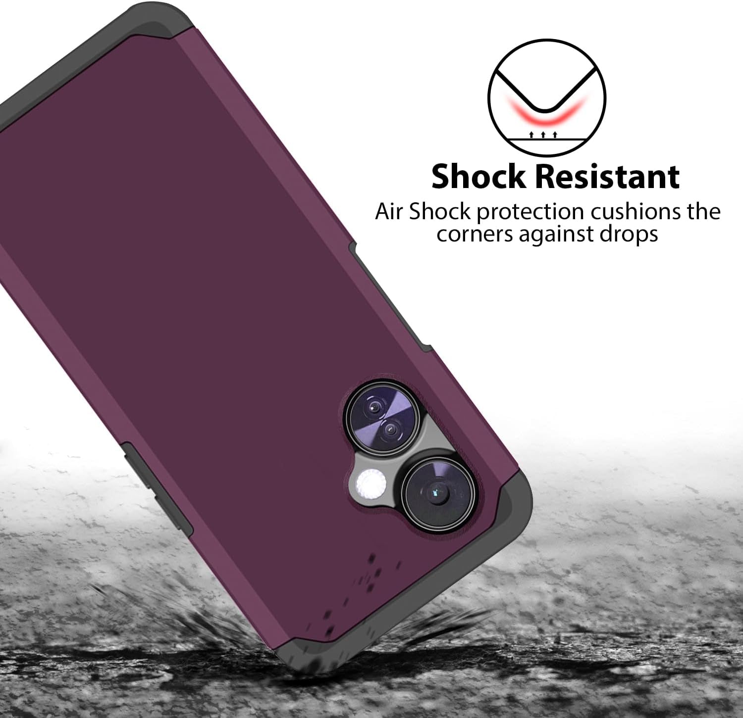 TJS Compatible for Oneplus Nord N30 5G Case, with Tempered Glass Screen Protector Dual Layer Hybrid (Magnetic Mount Friendly) Shockproof Drop Protection Impact Phone Case (Purple)  TJS   