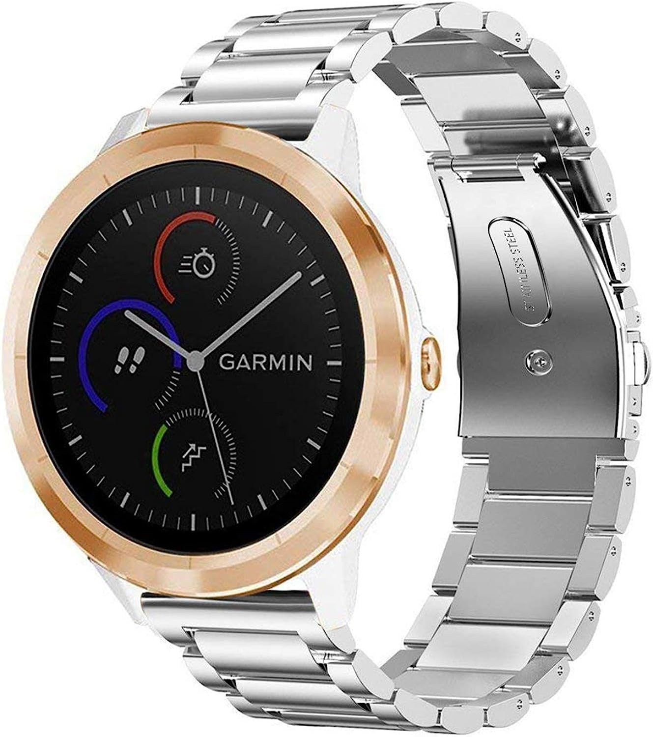 Fintie Compatible with Garmin Vivoactive 3 /Vivoactive 3 Music / Venu Sq / Venu 2 plus Watch Band, Samsung Galaxy Watch 42Mm/Galaxy Watch 3 41Mm/Galaxy Watch Active 2 40Mm/44Mm, 20Mm Solid Stainless Steel Bands  FINTIE   