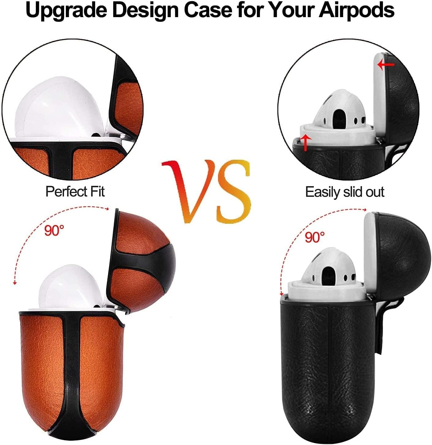 V-Moro Compatible with Airpods Pro Case Leather, Genuine Leather Airpod Pro Case for Airpods Pro [Front LED Visible] Protective Cover Skin Brown Men Women  V-MORO   