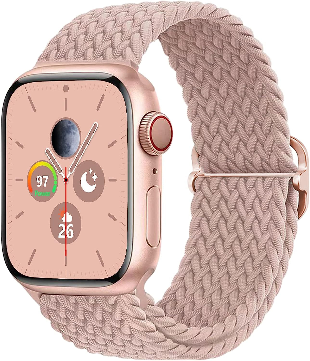 Stretchy Braided Solo Loop Compatible with Apple Watch Bands 38Mm 40Mm 41Mm 42Mm 44Mm 45Mm for Women Men Adjustable Straps Elastic Sport Wristbands for Iwatch Series 8 7 6 SE 5 4 3 2 1 Ultra  MBNIBNVT Milk tea 38/40/41MM 