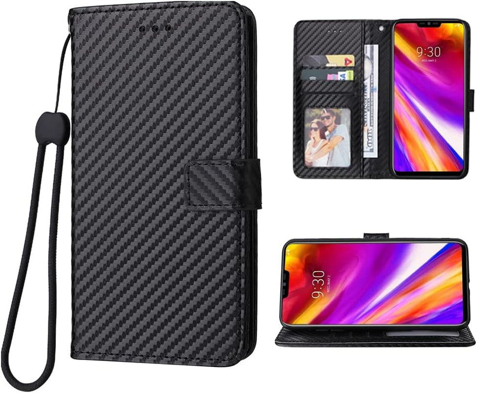 Compatible with LG G7 Thinq Wallet Case Wrist Strap Lanyard and Leather Flip Card Holder Stand Cell Phone Cover for LGG7 One G 7 plus LG7 Fit Lg7Thinq 7G Thin Q G7+ G7Thinq Lgg7Thinq Women Men Blue  WWAAYSSXA Black  