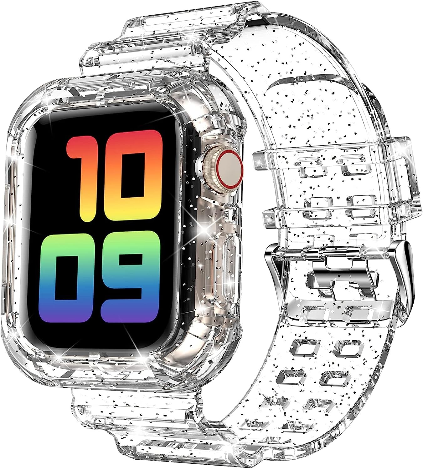 DABAOZA Compatible for Clear Apple Watch Band 38Mm 40Mm 41Mm 42Mm 44Mm 45Mm with Case, Women Girl Glitter Clear Bling Crystal Sport Strap and Bumper for Iwatch Band Ultra SE Series 8/7/6/5/4/3/2/1  DABAOZA   