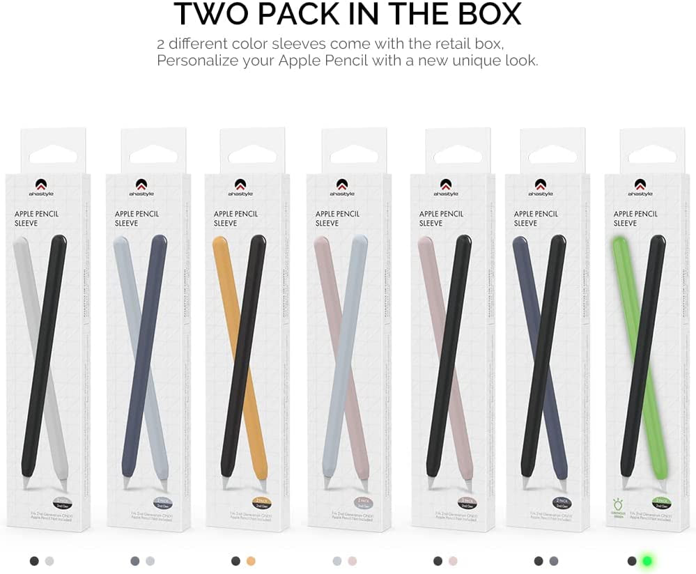 Ahastyle Ultra Thin Case Silicone Skin Cover Compatible with Apple Pencil 2Nd Generation, Ipad Pro 11 12.9 Inch-2 Pack (Light Blue & Pink)  AHASTYLE   