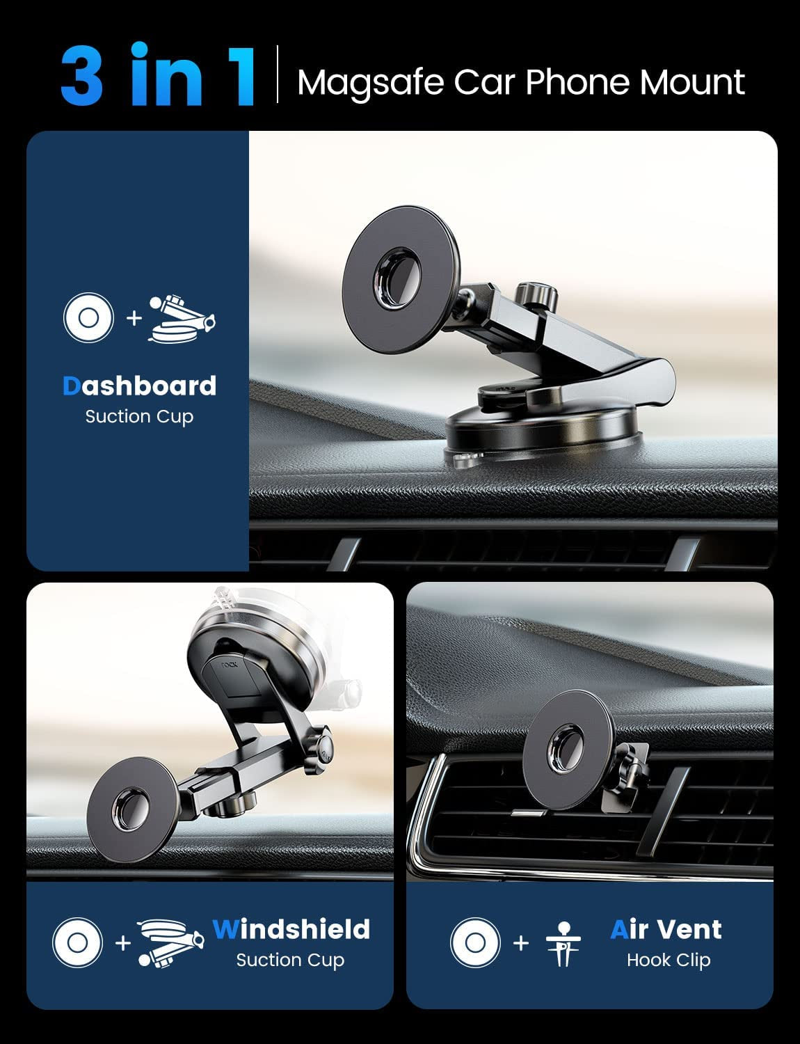 Esamcore for Magsafe Car Mount, Car Cell Phone Holder Retractable Car Magnetic Phone Mount for Dashboard/Vent/Windshield, Car Mount Magnet for Iphone 12/13/ 14 Pro Max and Magsafe Case  emobilepress   