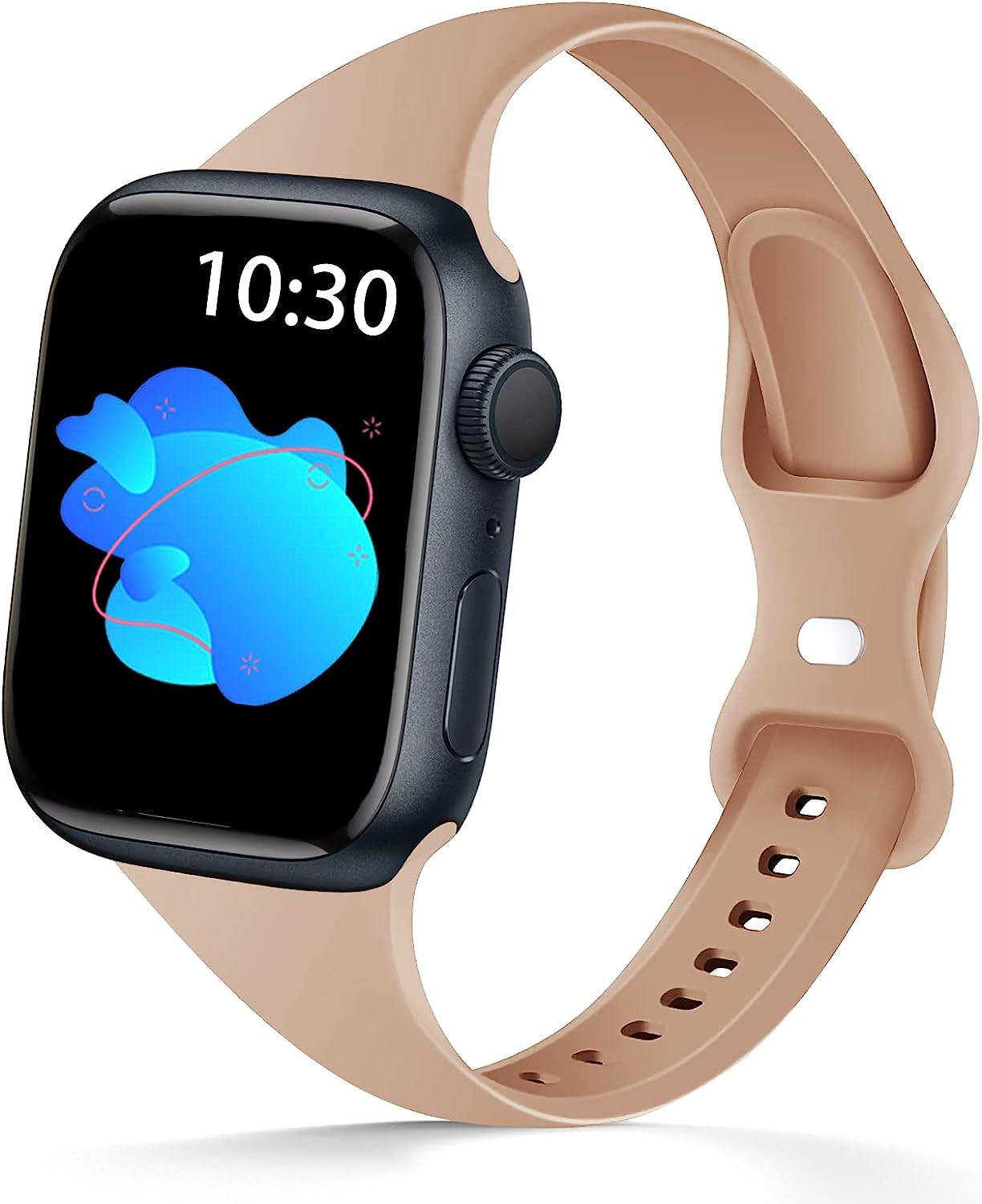 AUSOJOY Compatible with Apple Watch Slim Band, Silicone Sport Band Replacement, 38Mm 40Mm 41Mm 42Mm 44Mm 45Mm, Compatible with Apple Watch Series 7/6/5/4/3/2/1/SE for Women/Men  AUSOJOY Milk Tea 42mm/44mm/45mm 