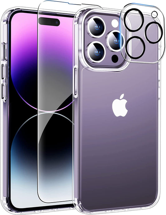 MOZOTER [2 in 1 for Iphone 14 Pro Max Case,[12 FT Shockproof] [With 1 Pcs Glass Screen Protector] [Heavy Duty] Clear Phone Case Cover 6.7-Crystal Clear  MOZOTER   