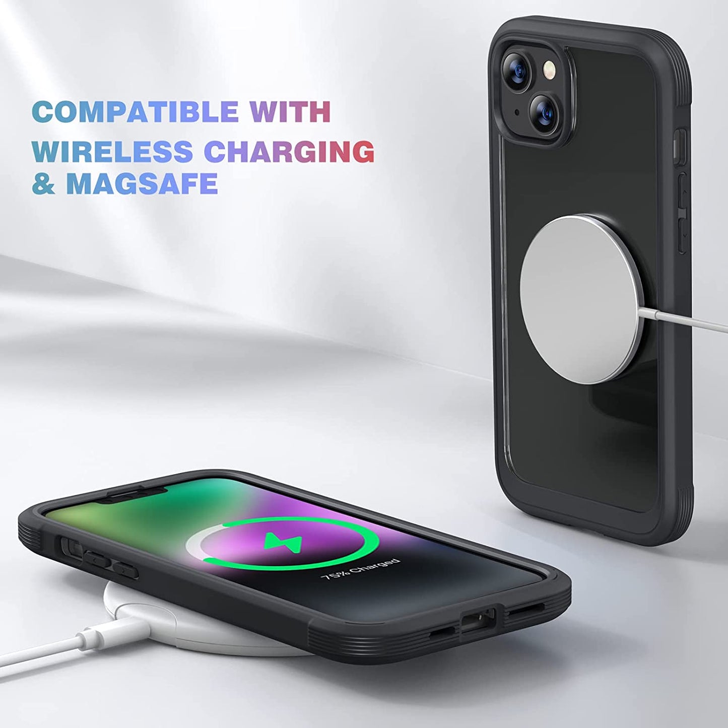 Diaclara Designed for Iphone 14 Case, Full Body Rugged Case with Built-In Touch Sensitive Anti-Scratch Screen Protector, with Camera Lens Protector for Iphone 14 6.1" (Black and Clear)  Diaclara   